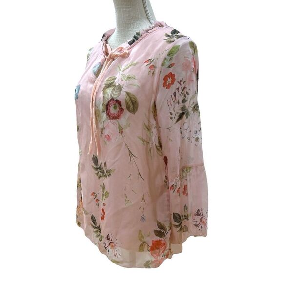 NWT Lola Made in Italy Silk Pink Floral Blouse Size S - Picture 4 of 5